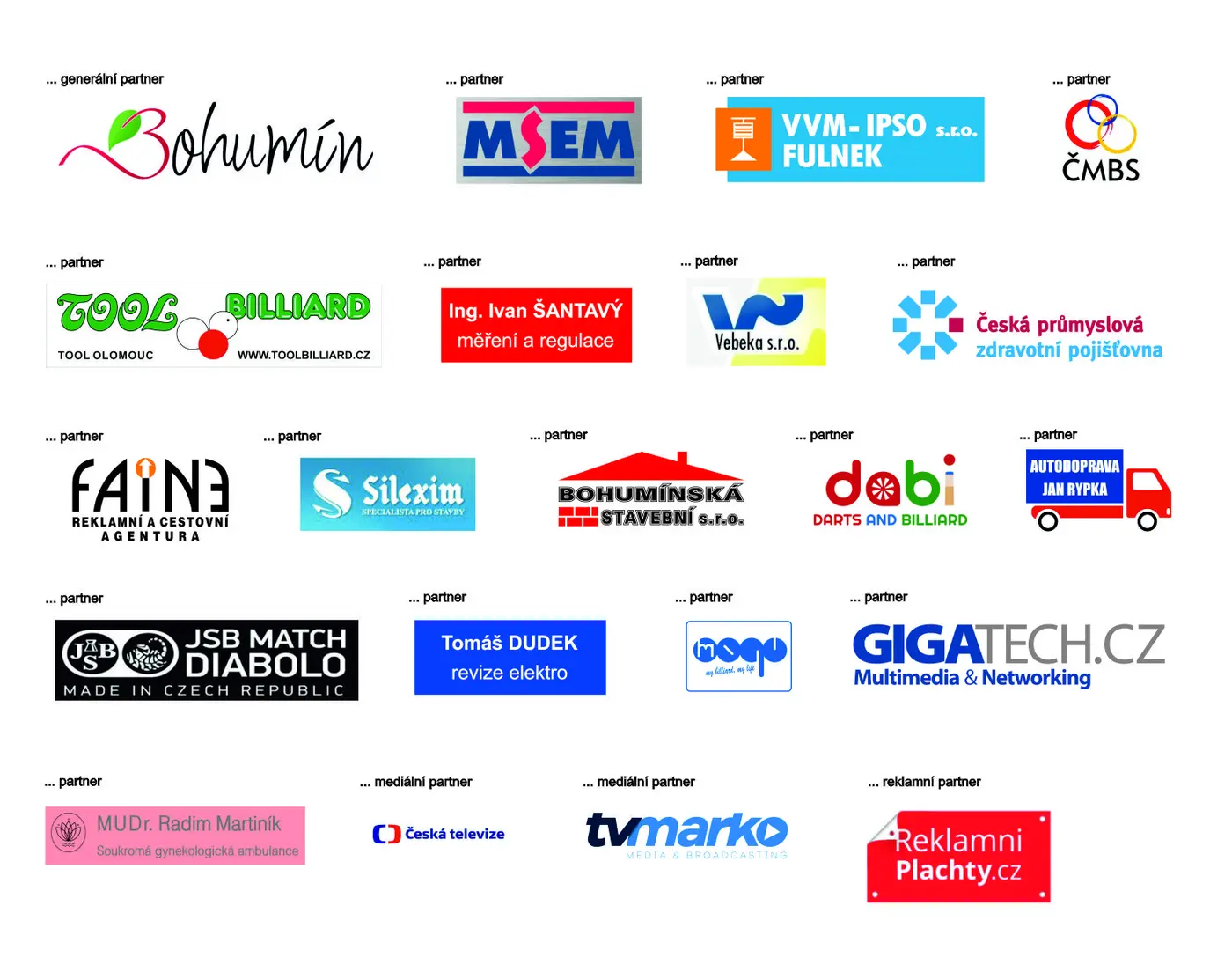 Oficiální přehled partnerů BC Bohumín